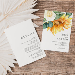 Bold Country Sunflower Bouquet All In One Wedding Invitation
