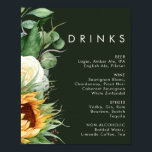 Bold Country Sunflower | Dark Green Wedding Drinks Poster<br><div class="desc">This bold country sunflower | dark green wedding drinks poster is perfect for your simple classic boho summer backyard barn wedding. Design features a bouquet of vintage watercolor yellow gold and rustic orange sunflowers, elegant modern sage green eucalyptus greenery, and a white ivory rose. The design is ideal for a...</div>