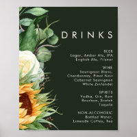 Bold Country Sunflower | Dark Green Wedding Drinks