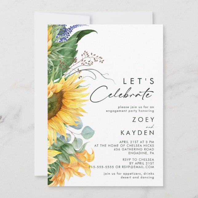 Bold Country Sunflower | Let's Celebrate Invitation (Front)
