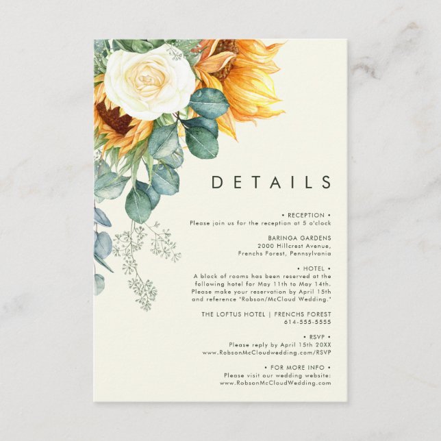 Bold Country Sunflower | Light Yellow Details Enclosure Card (Front)
