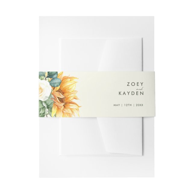 Bold Country Sunflower | Light Yellow Invitation Belly Band (Front Example)