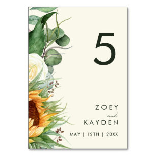 Bold Country Sunflower   Light Yellow Table Number
