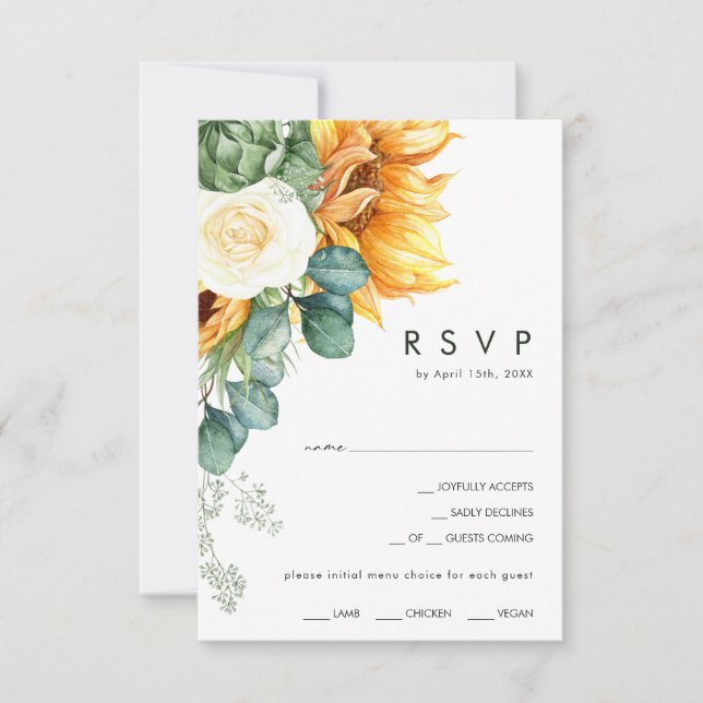 Bold Country Sunflower | Menu Choice RSVP Card (Front)