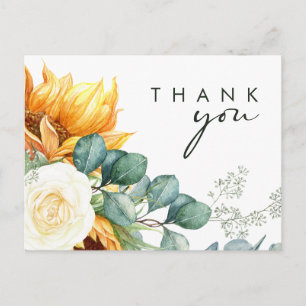Bold Country Sunflower Script   Wedding Thank You Postcard