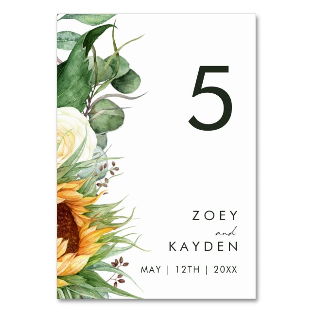 Bold Country Sunflower | Table Number (Front)