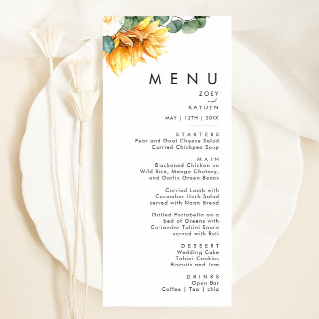 Bold Country Sunflower | Wedding Dinner Menu (Creator Uploaded)