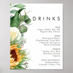 Bold Country Sunflower   Wedding Drinks Sign