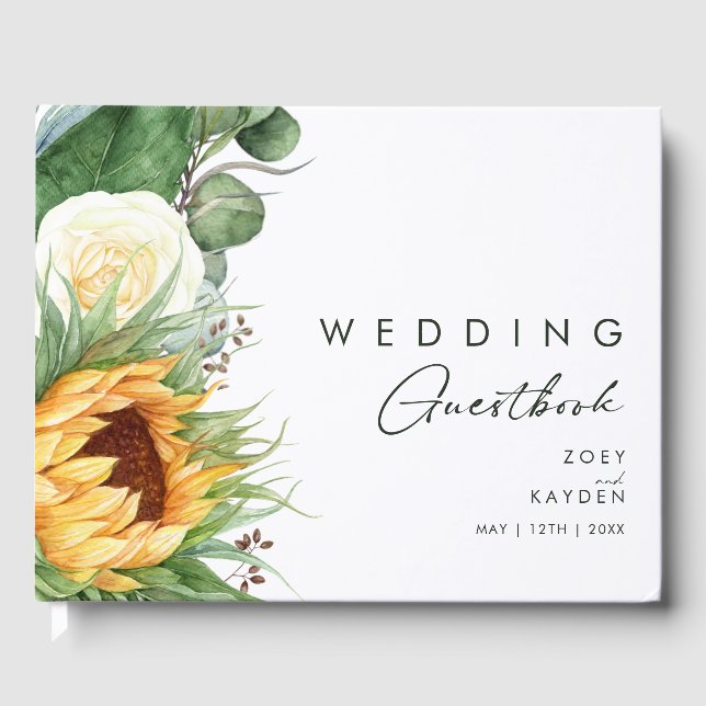 Bold Country Sunflower | Wedding Guest Book (Front)