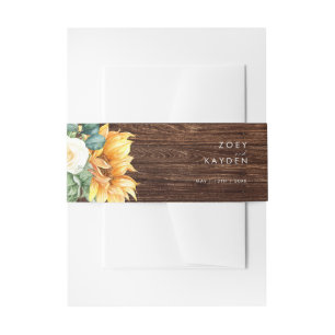 Bold Country Sunflower   Wood Invitation Belly Band
