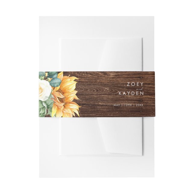 Bold Country Sunflower | Wood Invitation Belly Band (Front Example)