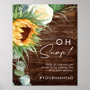 Bold Country Sunflower   Wood Oh Snap Hashtag Poster