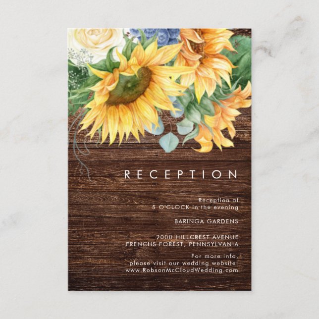 Bold Country Sunflower | Wood Reception Enclosure Card (Front)