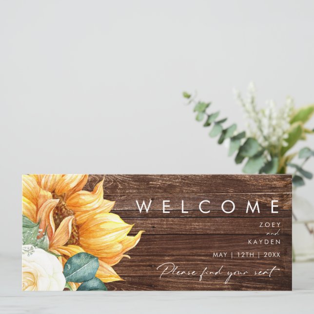 Bold Country Sunflower | Wood Seating Chart Header (Standing Front)