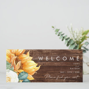 Bold Country Sunflower   Wood Seating Chart Header
