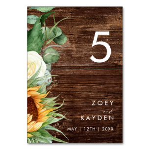 Bold Country Sunflower   Wood Table Number