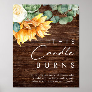 Bold Country Sunflower   Wood This Candle Burns Poster