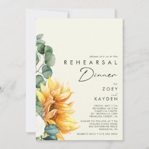 Bold Country Sunflower Yellow Rehearsal Dinner Invitation