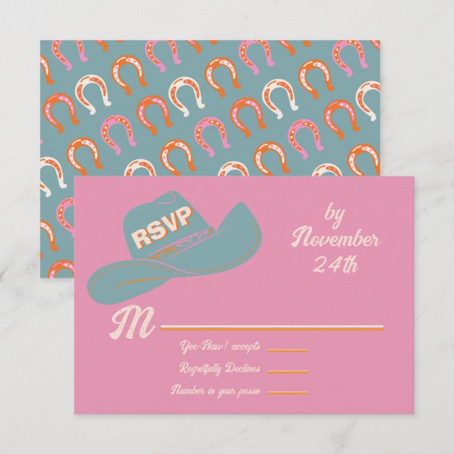 Bold Cowboy Western Hat rsvp response cards (Front/Back)