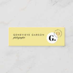 Bold Creative Monogram Logo Yellow Social Media Mini Business Card