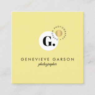 Bold Creative Monogram Logo Yellow Social Media Square Business Card