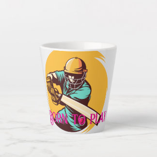 Bold Cricket Player Swinging Bat – Sports Vector Latte Mug
