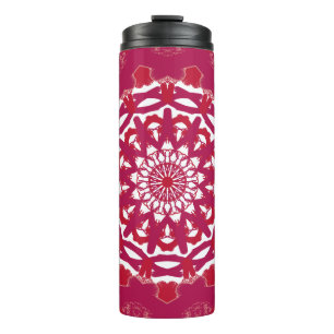 Bold Crimson Mandala Print Crimson & Black Geome Thermal Tumbler