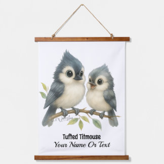 Bold Curious Tufted Titmouse Hanging Tapestry