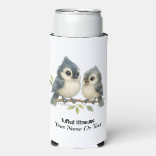 Bold Curious Tufted Titmouse Seltzer Can Cooler