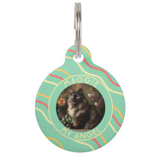 Bold Custom Cat Dad Gift Stripes Motif Pet Tag