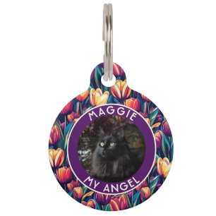 Bold Custom Cat Mom Gift Tulip Flower Pet Tag