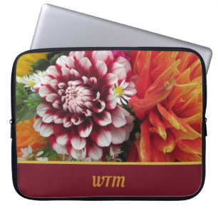 Bold Custom Dahlia Laptop Sleeve with Initials