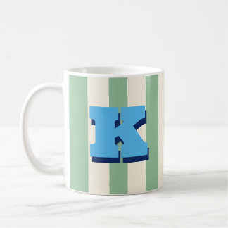 Bold Custom Initial, Personalized Striped Coffee Mug