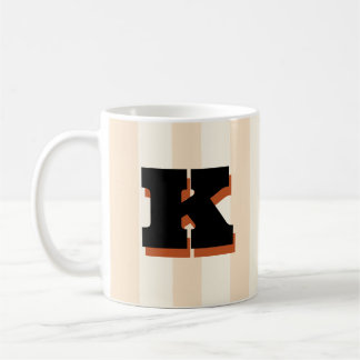 Bold Custom Initial, Personalized Striped Coffee Mug