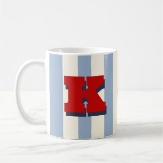 Bold Custom Initial, Personalized Striped Coffee Mug