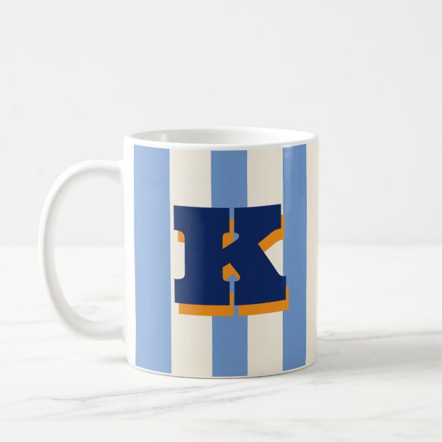 Bold Custom Initial, Personalized Striped Coffee Mug (Left)
