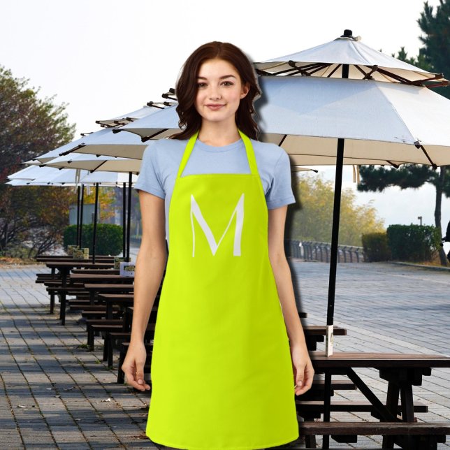  bold  custom  monogram -  neon yellow apron (Creator Uploaded)