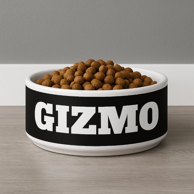 Bold Custom Name Black Dog Feeding Bowl (Bold Custom Name Black Dog Feeding Bowl
)