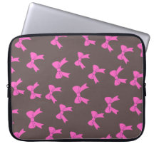 Bold & Cute: Pink Bows on Black Laptop Cover