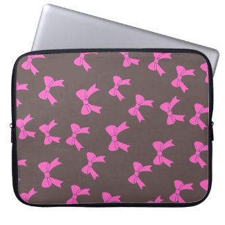 Bold & Cute: Pink Bows on Black Laptop Cover