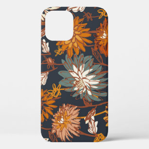 Bold Dahlia Chrysanthemum Chinese Pattern iPhone 12 Case