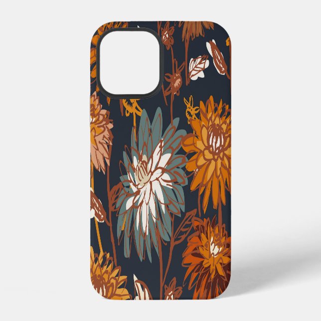 Bold Dahlia Chrysanthemum Chinese Pattern iPhone Case (Back)