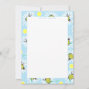 Bold Daisies Pastel Blue Yellow Custom Name Card