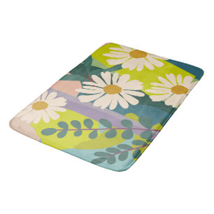 Bold Daisy Bloom with Colorful Color Blocks  Bath Mat