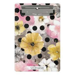 Bold Daisy Pattern with Pink Yellow Flowers Mini Clipboard