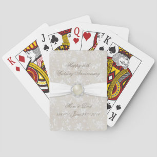 Bold Damask 30th Wedding Anniversary Playing Cards