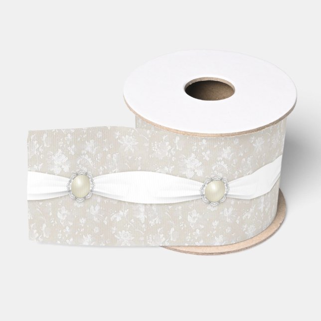 Bold Damask 30th Wedding Anniversary Ribbon Grosgrain Ribbon (Spool)