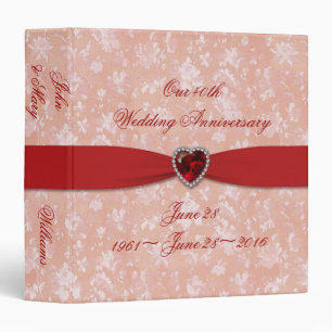 Bold Damask 40th Mariage Anniversary 1,5" Classeur