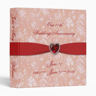 Bold Damask 40th Wedding Anniversary 1" Binder
