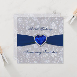 Bold Damask 45th Anniversary 5.25x5.25 Invite Card